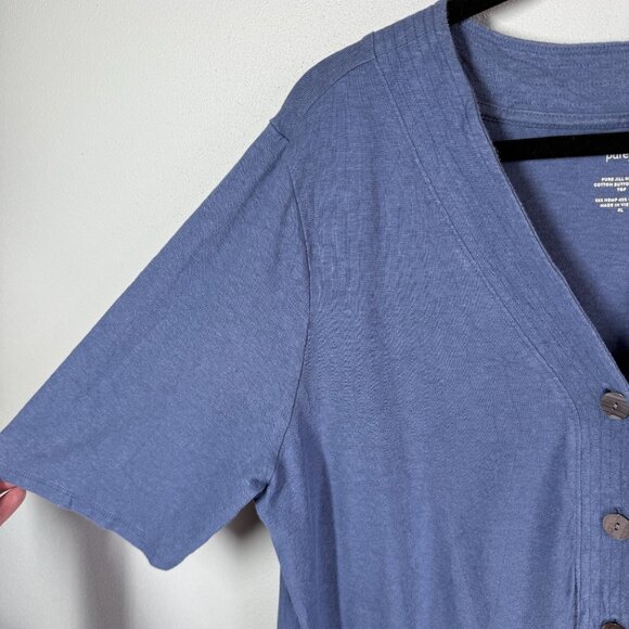 J.Jill Pure Jill Hemp Button Front Knit Top XL Blue V-Neck Lightweight Relaxed - Picture 7 of 13